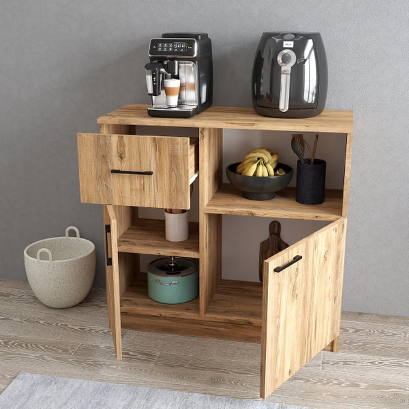 Tanmob MTD0302 İnci 90 cm Kapaklı Çekmeceli Alt Mutfak Dolabı Çam - 3