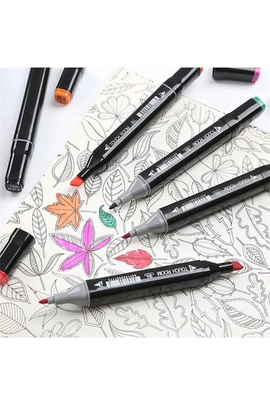 60 Renk Marker Resim Mimari Ve Grafik Tasarım Kalemi 60 LI Çift Taraflı Marker Keçeli Kalem Seti - 4