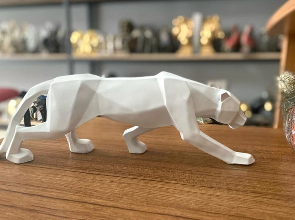 Dekoratif kübik leopar biblo beyaz - 2