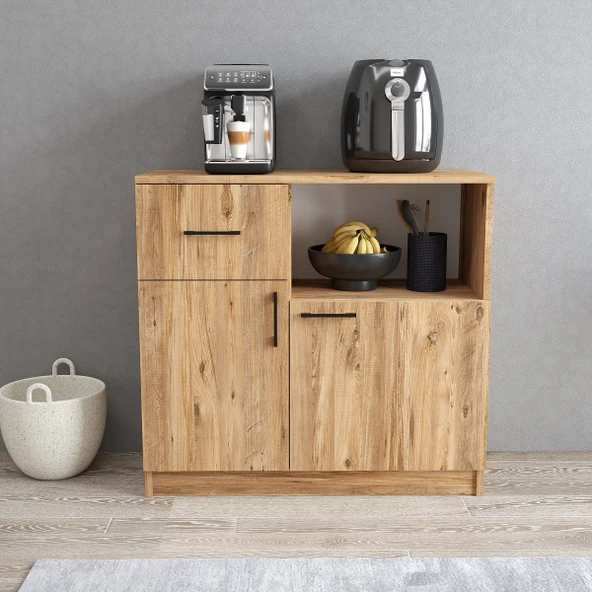 Tanmob MTD0302 İnci 90 cm Kapaklı Çekmeceli Alt Mutfak Dolabı Çam - 2