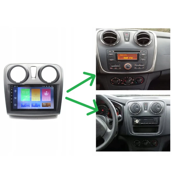 Dacia Sandero Araç Multimedya Android Ekran Carplay Navigasyon Double Teyp 2+32 9" 12-20 Black CADENCE - 4