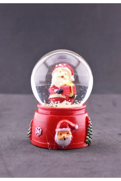 Dekoratif Noel Baba Ve Hediye Paketleri Temalı Mini Boy Işıklı Yılbaşı Kar Küresi 6.5 Cm F - 4