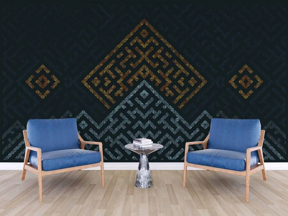Mozaik Etnik Motif Desenli Duvar Kağıtı - 6