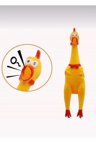 Sesli Horoz Eğlenceli Köpek ve Kediler İçin Sesli Öten Zararsız Horoz Oyuncak 28 Cm Ses Çıkartan - 2