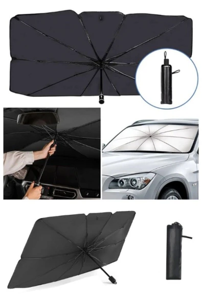 Tüm Binek Araçlar İçin Güneşlik Gölgelik Ön Cam Şemsiyesi Oto Araç İçi  Güneşlik Perde - Resim 2