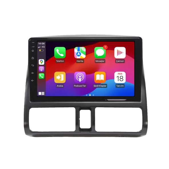Honda Crv Araç Multimedya Android Ekran Carplay Navigasyon Double Teyp 4+64 9" 01-06 Black CADENCE - Resim 2