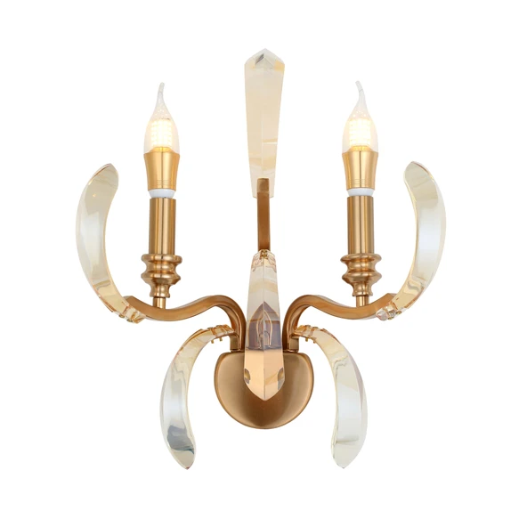 Ronja 2'li Bakır Eskitme Kristal Taşlı Yatak Başı, Salon Aplik - Resim 3