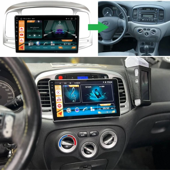Hyundai Accent Era Araç Multimedya Android Ekran Carplay Double Teyp 4+64 9" 06-12 Silver CADENCE - Resim 5