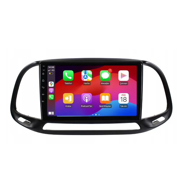 Fiat Doblo Araç Multimedya Android Ekran Carplay Navigasyon Double Teyp 4+64 9" 15-21 Black CADENCE - Resim 3