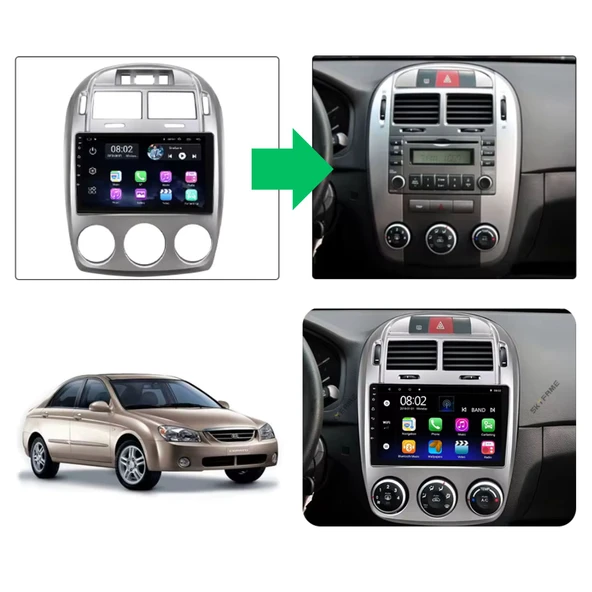 Kia Cerato Araç Multimedya Android Ekran Carplay Double Teyp 4+64 9" 04-06 Silver CADENCE OLD - Resim 4