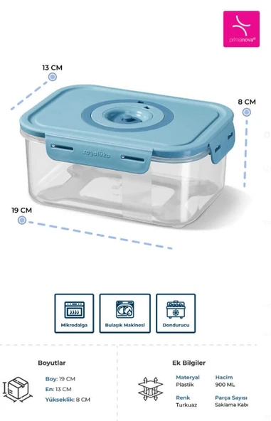 Primanova Seoul Taze Ürün Saklama Kabı 900ML - 3