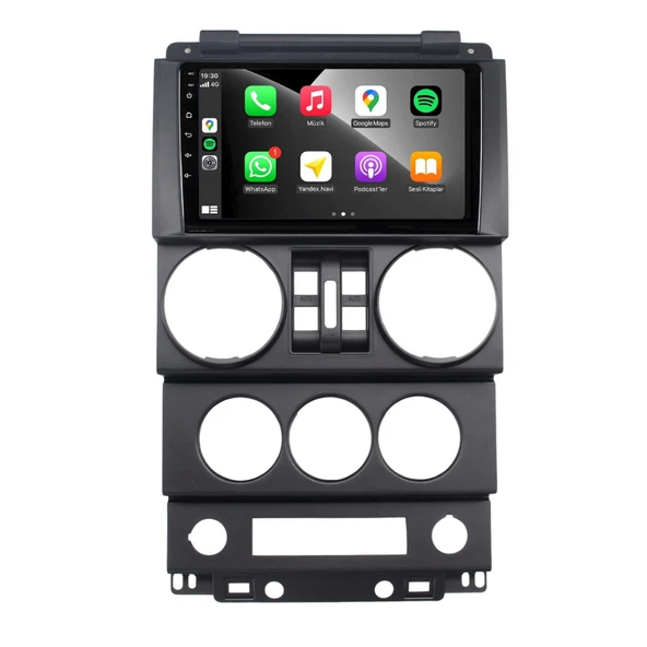 Jeep Wrangler Araç Multimedya Android Ekran Carplay Navigasyon Double Teyp 4+64 9" 07-10 Black CADENCE - Resim 3