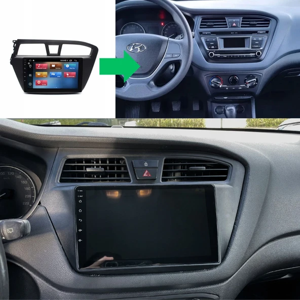 Hyundai i20 Araç Multimedya Android Ekran Carplay Navigasyon Double Teyp 4+64 9" 14-18 Black CADENCE - Resim 5