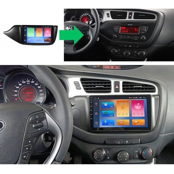 Kia Ceed Araç Multimedya Android Ekran Carplay Navigasyon Double Teyp 4+64 9" 12-19 Black CADENCE - 5