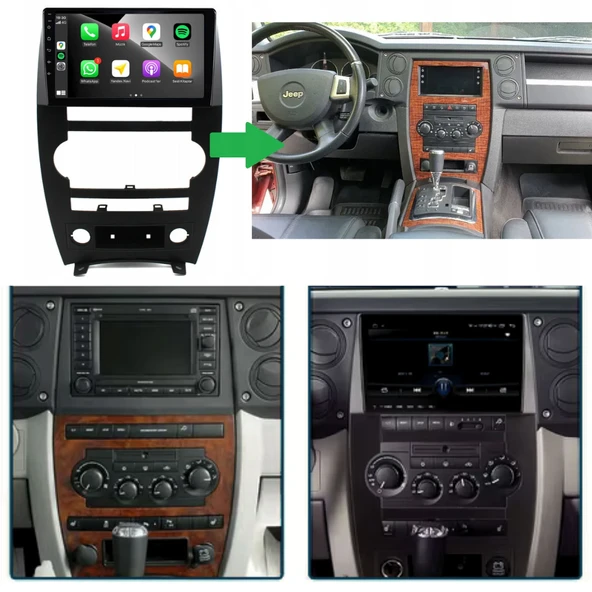 Jeep Commander Araç Multimedya Android Ekran Carplay Double Teyp 4+64 9" 05-10 Black CADENCE - Resim 5