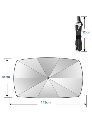 Tüm Binek Araçlar İçin Güneşlik Gölgelik Ön Cam Şemsiyesi Oto Araç İçi  Güneşlik Perde - Resim 6