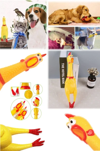 Sesli Horoz Eğlenceli Köpek ve Kediler İçin Sesli Öten Zararsız Horoz Oyuncak 28 Cm Ses Çıkartan - 4