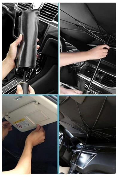 Güneşlik Gölgelik Ön Cam Şemsiyesi Oto Araç İçi Tüm Binek Araçlar İçin Güneşlik Perde - 3