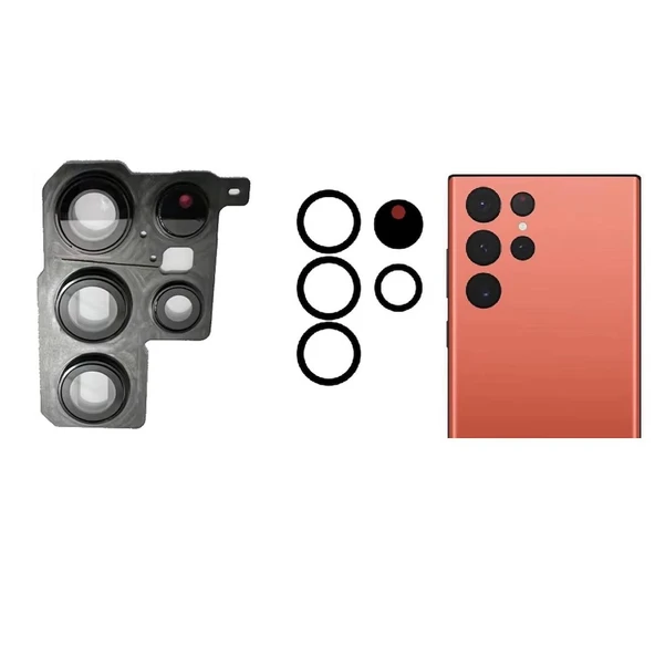 Galaxy S22 Ultra S908 İle Uyumlu Kamera Camı İthal Full Set ürün görseli 1
