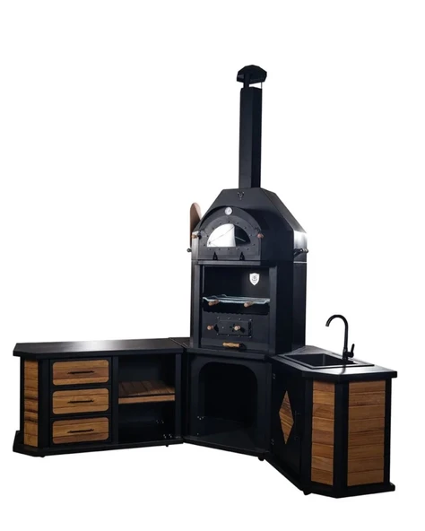 Reyo ZS Hermanos Granit Evyeli Avangarde Köşe Fırınlı Barbekü - Resim 2