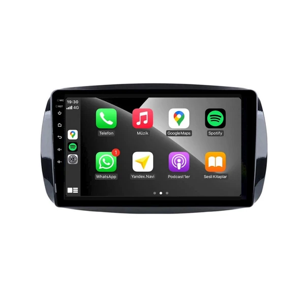 Smart Fortwo - Forfour Araç Multimedya Android Ekran Carplay Navigasyon 4+64 9" 15-19 P.Black CADENCE - Resim 2