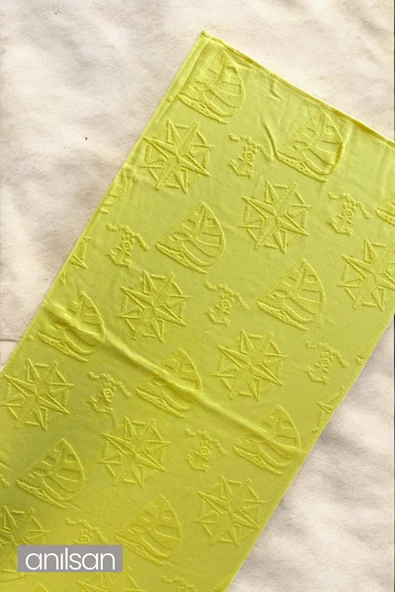 Plaj Havlusu %100 Pamuk 75x150 Desenli Sarı