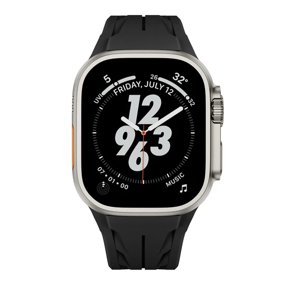 Watch Ultra 49mm Uyumlu Akıllı Saat Kordonu-127 Metal Tokalı Silikon Kordon - 8