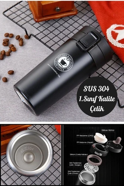 12 Saat Sıcak Soğuk Filtreli Çay Kahve Termosu Çift Katmanlı Paslanmaz Çelik Bardak Mug 380ml Termos