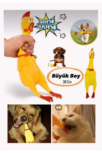 Köpek ve Kediler İçin Sesli Horoz Eğlenceli 38 Cm Ses Çıkartan Sesli Öten Zararsız Horoz Oyuncak