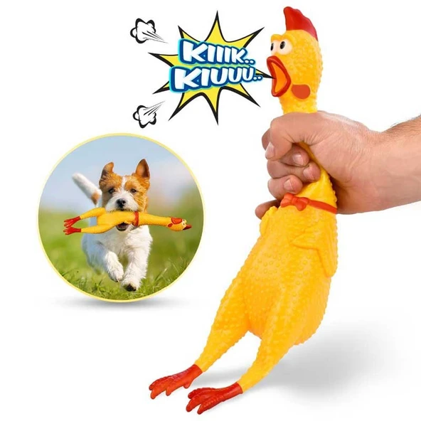 Köpek ve Kediler İçin Sesli Horoz Eğlenceli 38 Cm Ses Çıkartan Sesli Öten Zararsız Horoz Oyuncak - 4