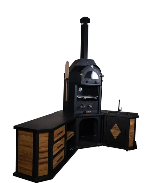 Reyo ZS Hermanos Granit Evyeli Avangarde Köşe Fırınlı Barbekü - Resim 3