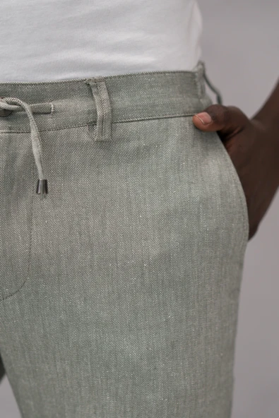 Beli Lastikli ve İplikli Slimfit Pamuklu Jogger Pantolon - Resim 5