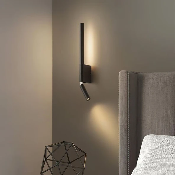 6+3 Watt, Döner Direk, Oynar Başlıklı Led Yatakbaşı Armatür, Led Duvar Aplik, Modern Yatakbaşı Aplik - 4