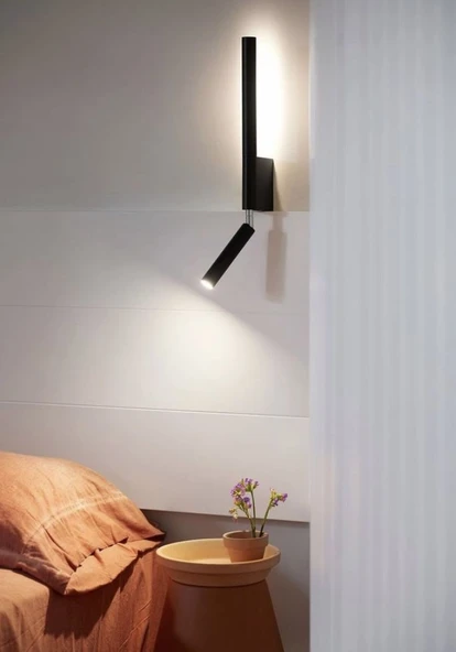 6+3 Watt, Döner Direk, Oynar Başlıklı Led Yatakbaşı Armatür, Led Duvar Aplik, Modern Yatakbaşı Aplik - 8