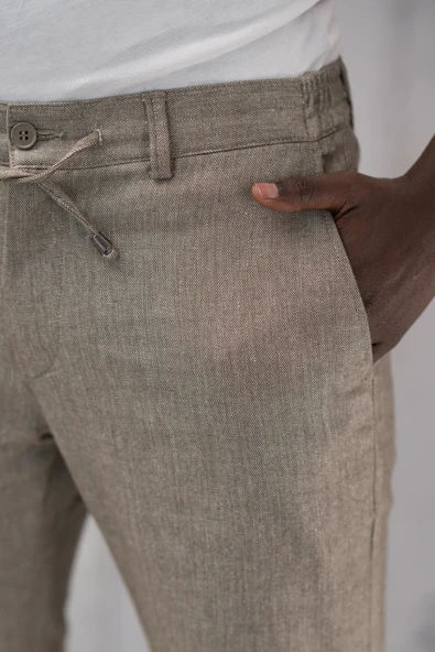 Beli Lastikli ve İplikli Slimfit Pamuklu Jogger Pantolon - Resim 9