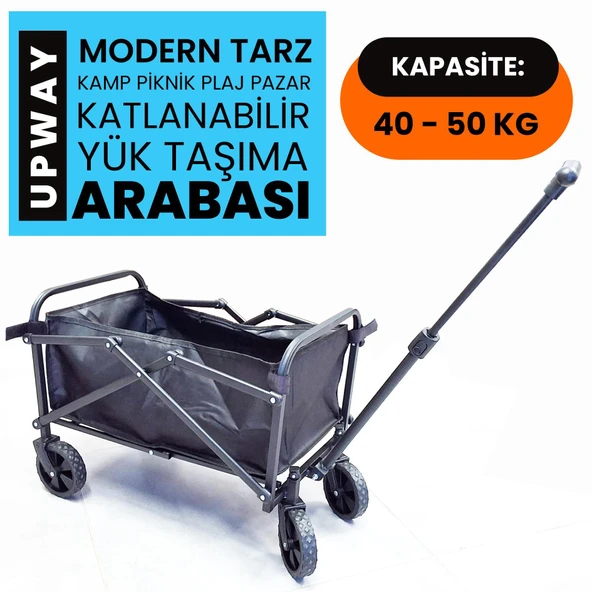 Upway Dört Tekerli  Katlanabilir Piknik Kamp Plaj Pazar Yük Taşıma Arabası Bahçe Romörkü - 2