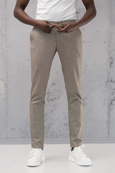 Beli Lastikli ve İplikli Slimfit Pamuklu Jogger Pantolon - Resim 7