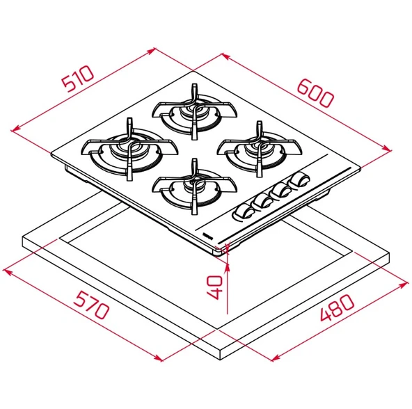 TEKA GBC 64002 BK 60 CM. 4 GÖZLÜ GAZLI ANKASTRE SİYAH OCAK - 7