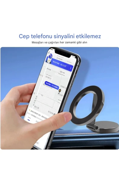 QASUL Mıknatıslı Katlanır Manyetik Araba İçi MagSafe İçin Cep Telefonu Tutucu 360 ° Dönebilen - 4