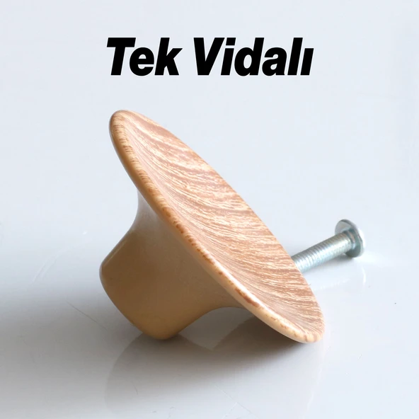 İç Bükey Kulp Açık Ceviz Renk Mobilya Mutfak Dolap Dolabı Çekmece Kulpu Kulbu Tek Vidalı Plastik - Resim 3