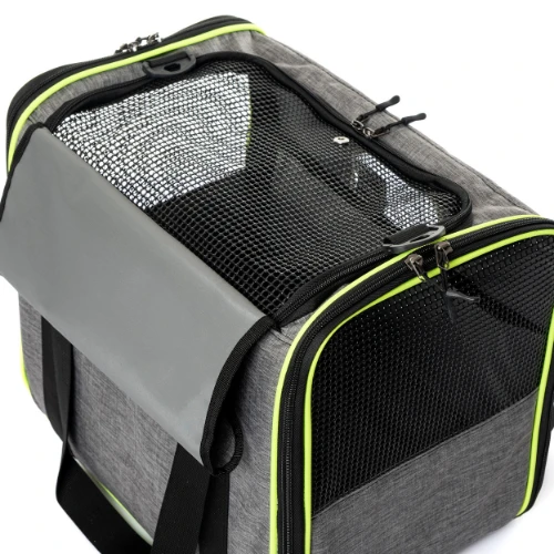 Yıkanabilir Plastik Fileli Kedi Köpek Taşıma Çantası Kare Model - Resim 4