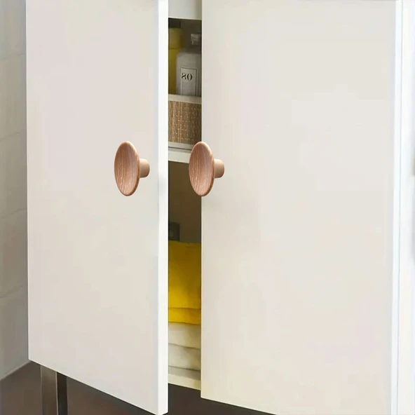 İç Bükey Kulp Açık Ceviz Renk Mobilya Mutfak Dolap Dolabı Çekmece Kulpu Kulbu Tek Vidalı Plastik - Resim 5