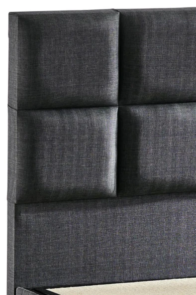 Niron  Star Başlık 140 cm Çift Kişilik Antrasit Keten Kumaşlı Modern Lüks Yatak Başlığı / Baza Başlığı - 2