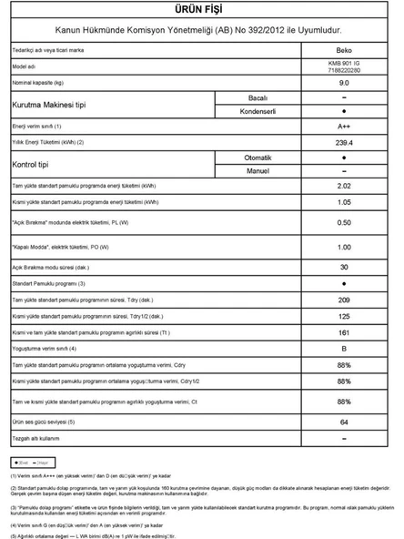 Beko KMB 901 IG 9 kg Çamaşır Kurutma Makinesi - 5