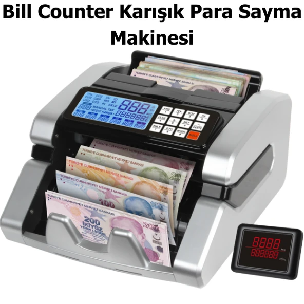 Bill Counter Silver AL-7000S Karışık Para Sayma Makinesi TL, / EUR, USD, GBP Adet Sayımı