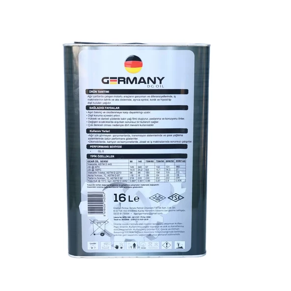 DG OIL GERMANY 90W Gear oil  16Lt - Resim 4