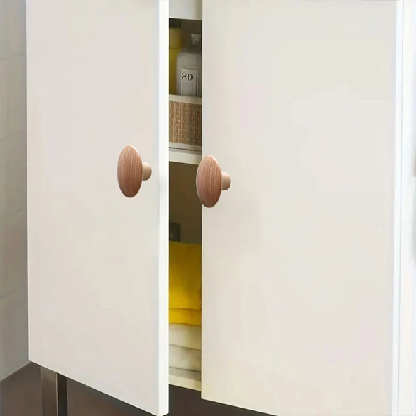 Dış Bükey Kulp Açık Ceviz Renk Mobilya Mutfak Dolap Dolabı Çekmece Kulpu Kulbu Plastik - Resim 4