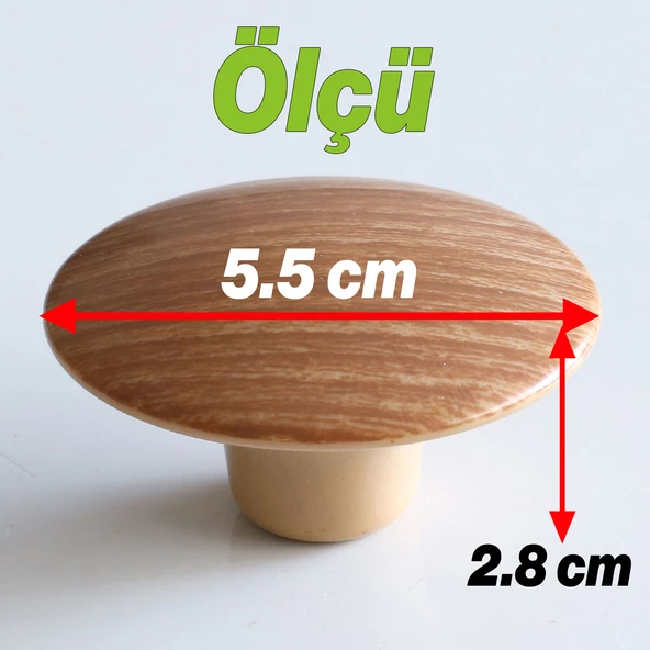Dış Bükey Kulp Açık Ceviz Renk Mobilya Mutfak Dolap Dolabı Çekmece Kulpu Kulbu Plastik - Resim 3