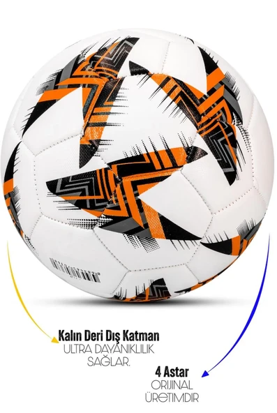Futbol Topu - Dayanıklı Sert Zemin ve Halı Saha İçin Mükemmel Performans (Turuncu, Pompalı Set) - 3