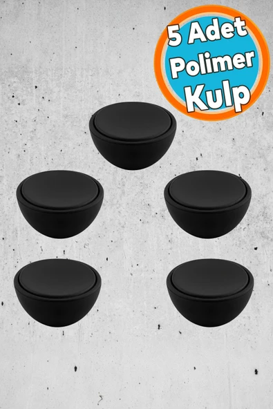 Polimer Düğme Kulp İçbükey Mat Siyah Dolap Mobilya Mutfak Dolabı Çekmece Kulpu Kulbu 10 Adet